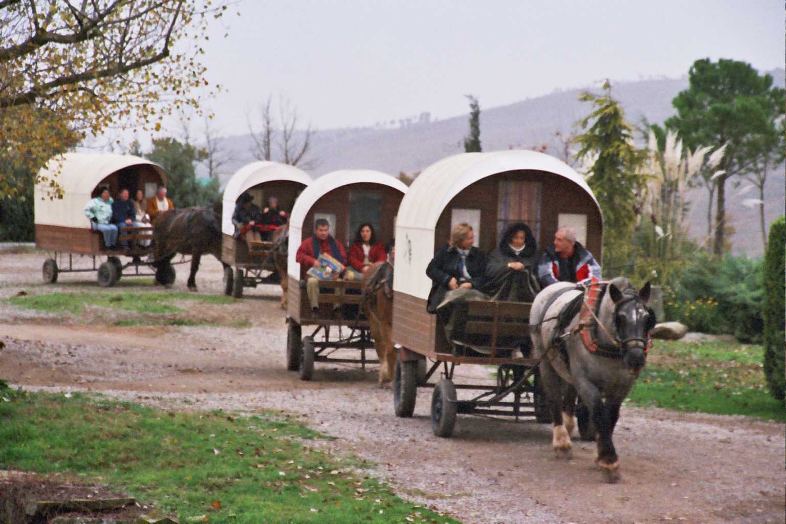 2004. Carros de turistes sortint de la masia
