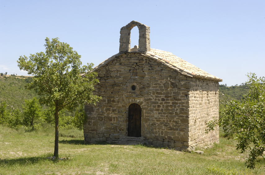 2007. Ermita de Sant Martí de Bertrans envoltada del bosc jove que es recupera del foc del 1998